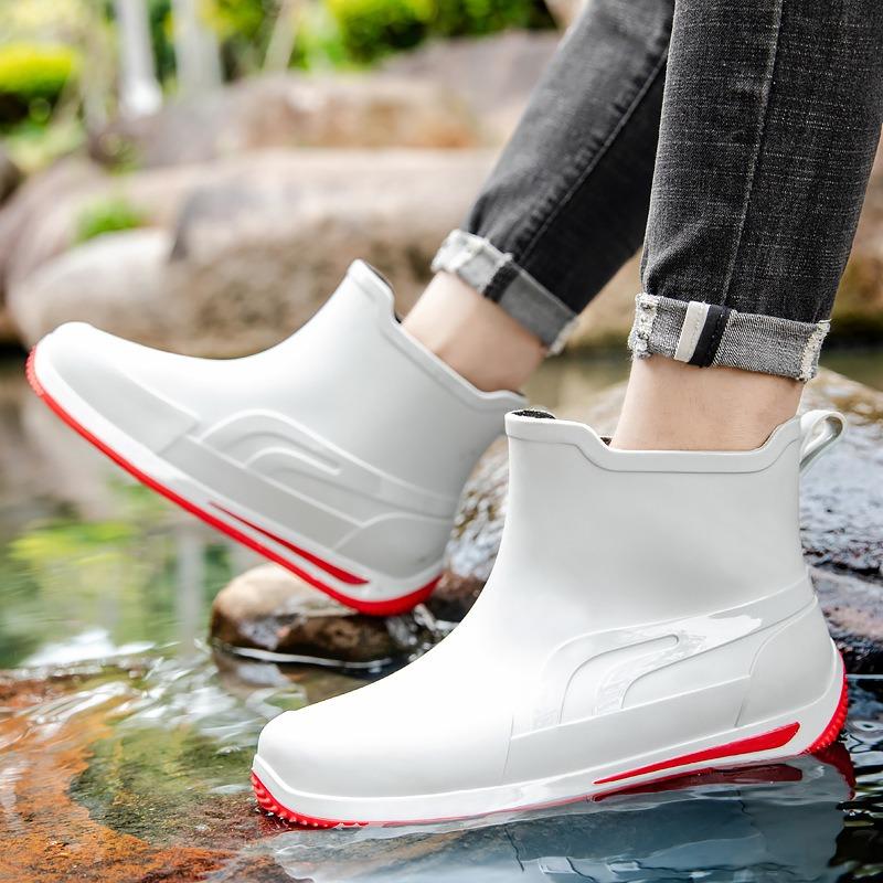 Fashion Short Tube Thickened Waterproof Shoes Couple Rain Shoes Low-top Warm Work Rubber Shoes Non-slip Fishing Kitchen Rain Boots Men