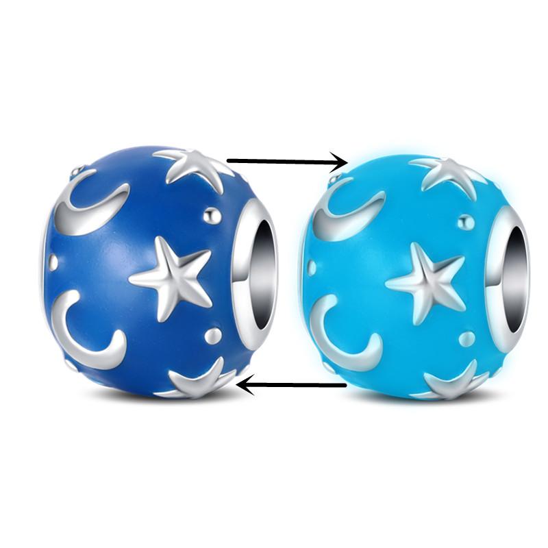 Glass Beads Copper Charm Fit Pan Original Bracelets Glow In The Dark Charms Glass Pendantdiy Jewelry
