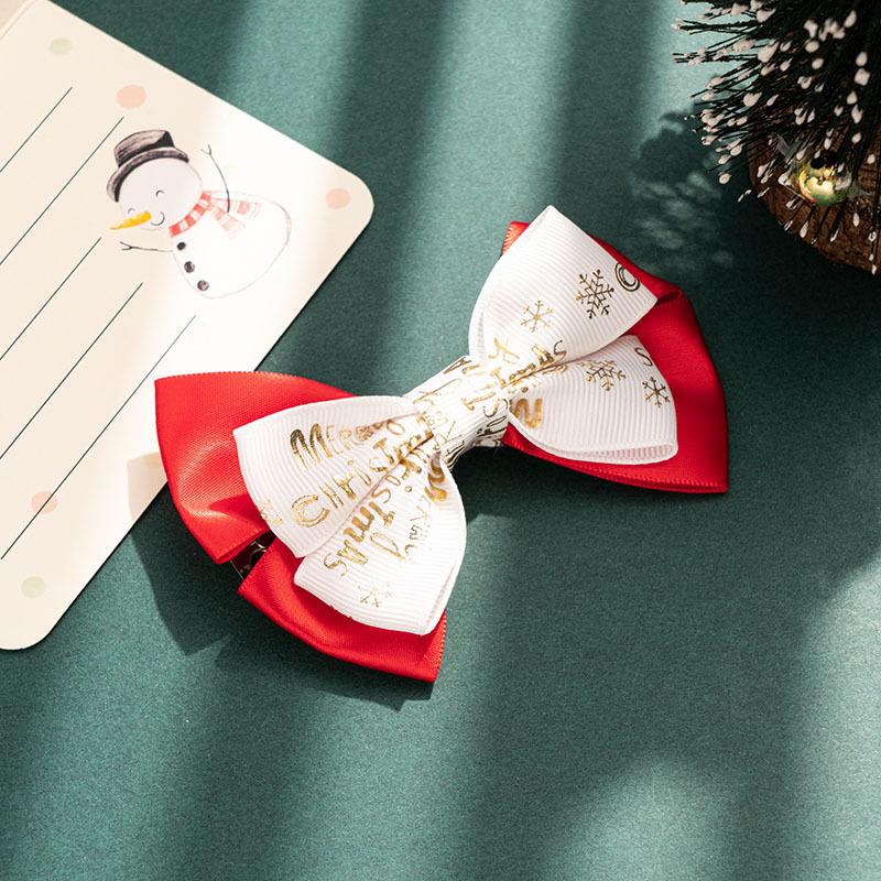1PCS Christmas Children's Red Bow Hairpin Princess Versatile Back Head Hairpin Girl Top Clip New Year Girl Headwear