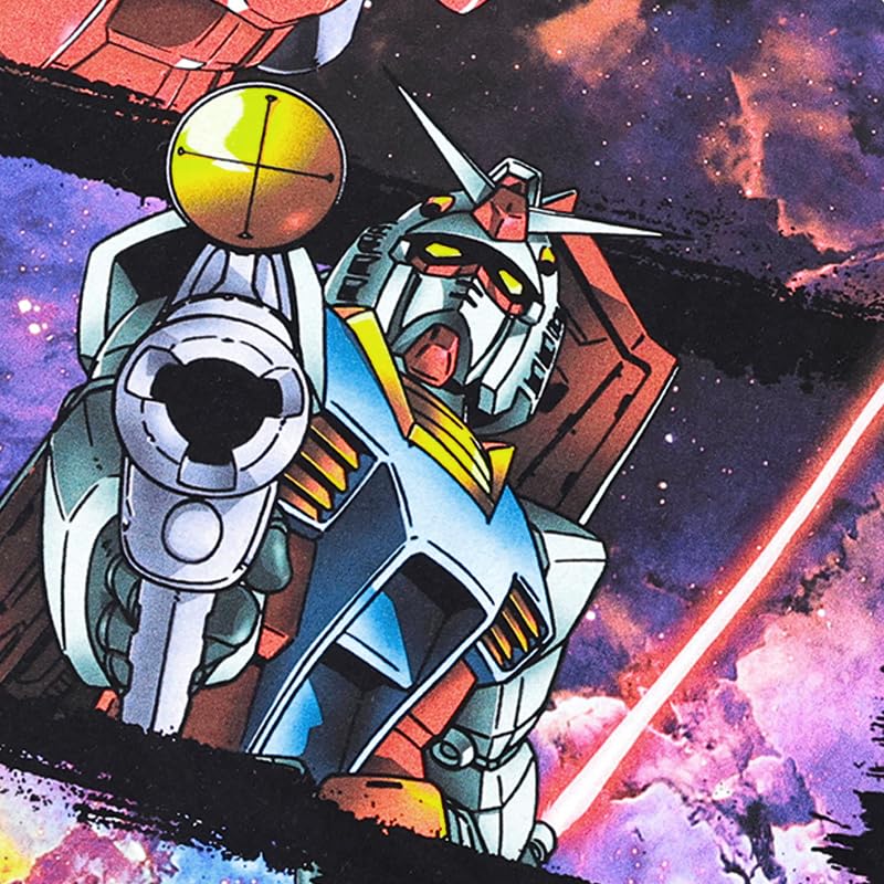 [EVERSOUL] Mobile Suit Gundam T-Shirt Short Sleeve RX-78-4 Amuro Char Zaku Guncannon Guntank Anime Character Goods Z'Gok Zeong Men's Black L Size [Par