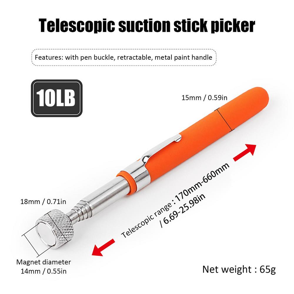 Auto Repair Tool Telescopic Magnetic Pick-Up Tools With LED Flashlight Portable Pocket Clip Magnetic Retrieval Pen Picker