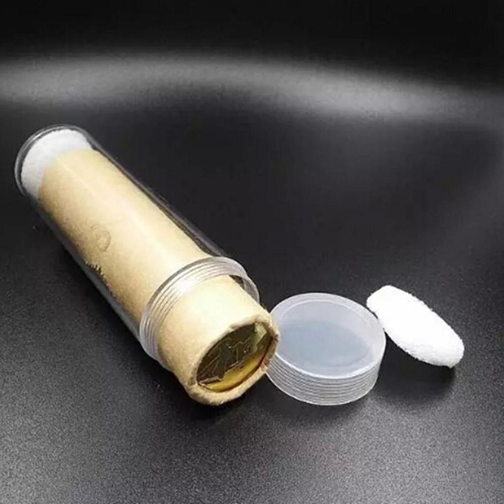 10pcs 25mm Plastic Clear Round Cases Coin Storage Protective Tube Holder Box