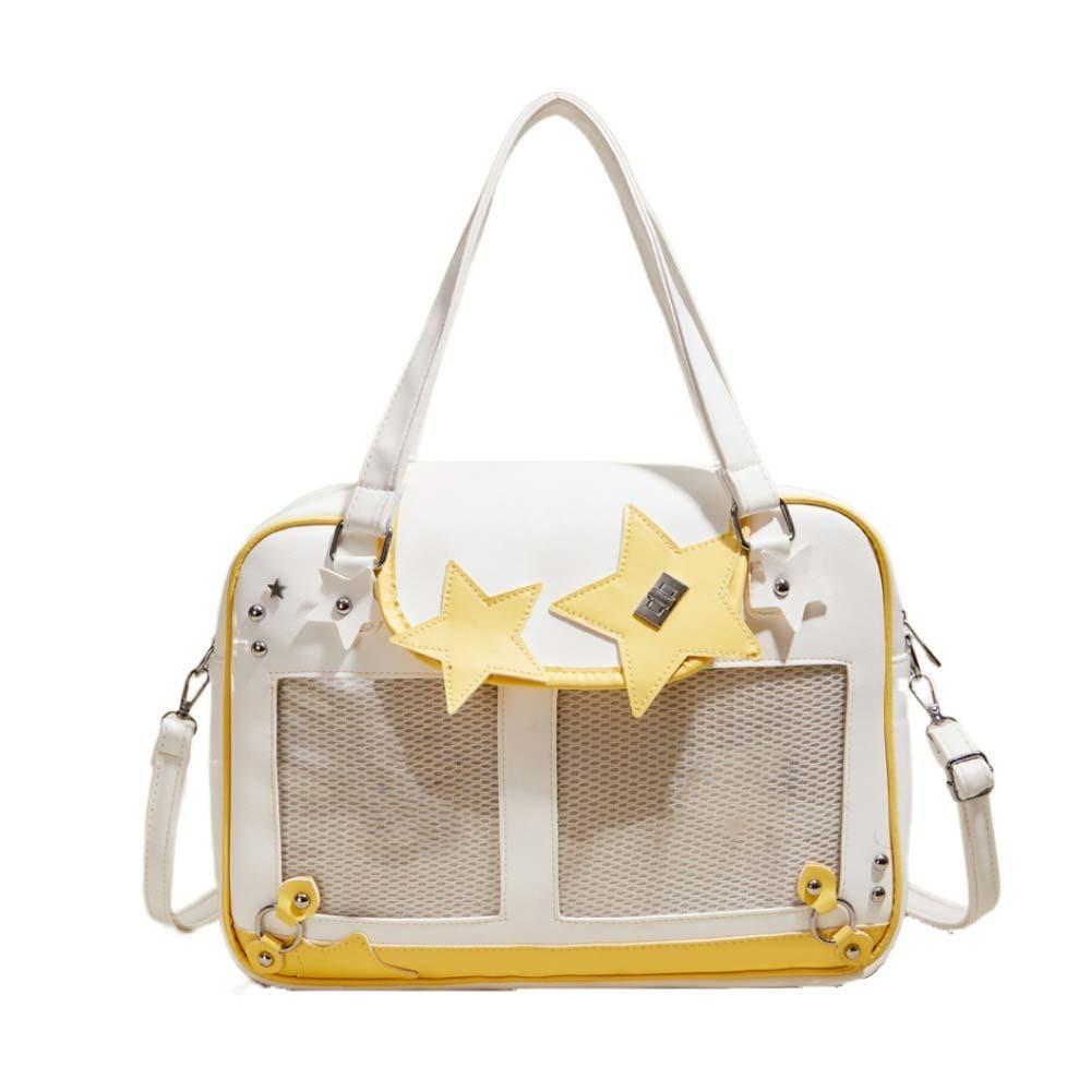 

PVC Goth Transparent Pocket PU Leather Y2K Anime Display Bag Badge Pouch Shoulder Ita Bag Kids жёлтый