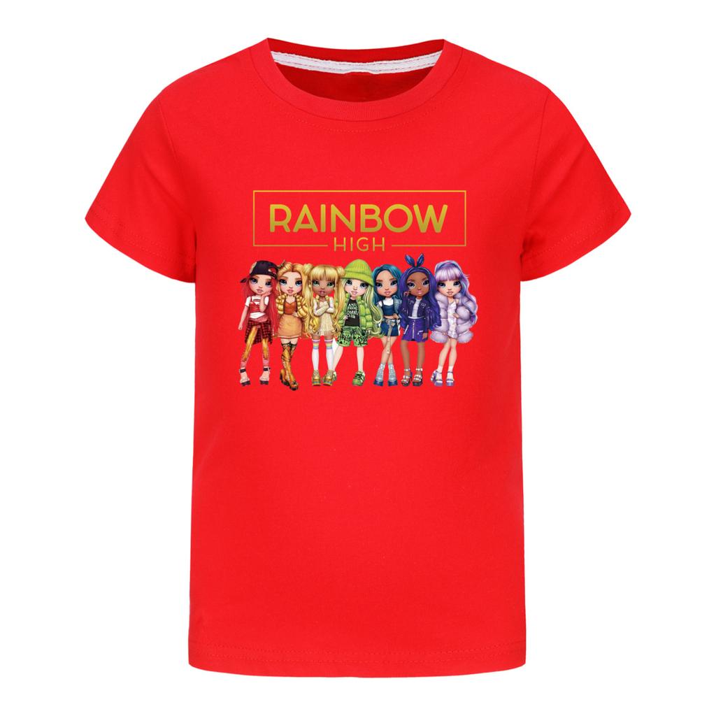 Fantasy Friends Rainbow High T-Shirt Kinder Sommerkleidung Mädchen Kurzarm Oberteile Kleinkind Junge Mode Streetwear Kinderkleidung