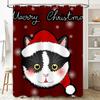 Tu Cat Christmas Shower Curtain Cute Kitty Holiday Bathroom Decor Festive Pet Lover Gift Holiday Decoracin Navidad Adorable Hol
