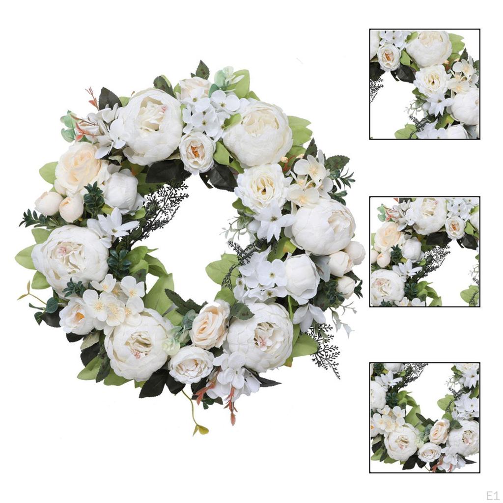 Artificial Peony Wreath Flower Arrangement Sturdy Garland for Anniversary Window