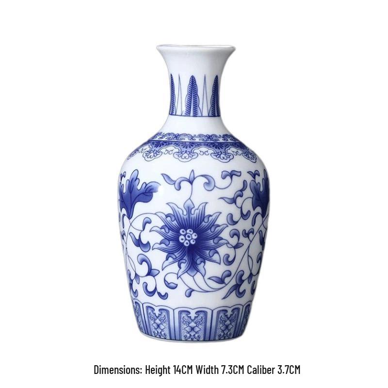 Mini Celadon Blue & White Porcelain Wall Vase: Small Hydroponic Flower Holder Ornament