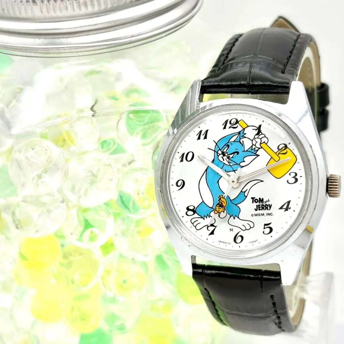 Used [Operation] SEIKO Mechanical Manual Winding TOM and JERRY Tom and Jerry Disney Time Silver Men s Watch 5000-7000 New Belt