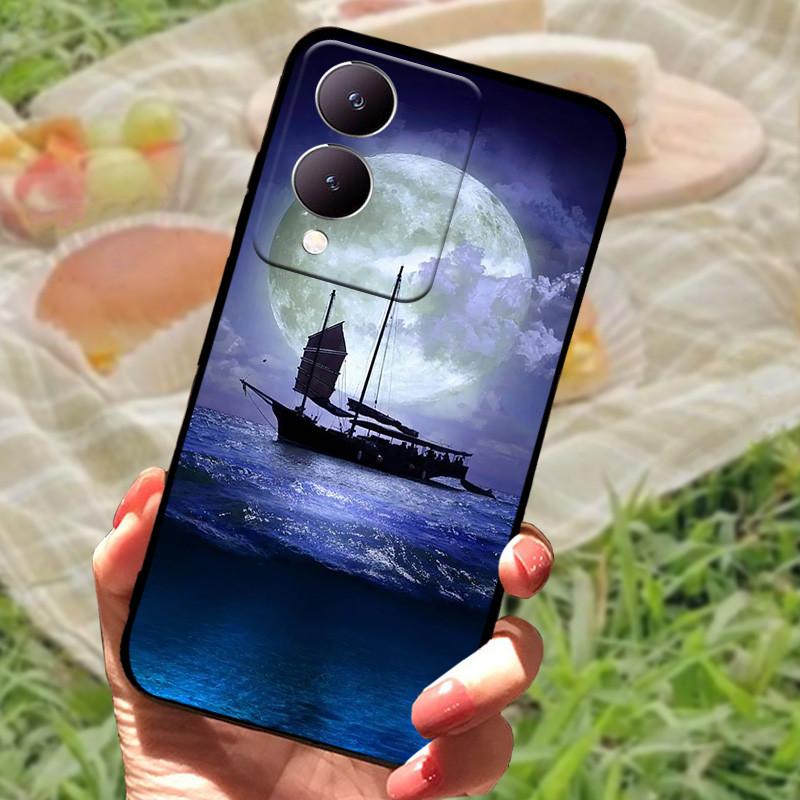 Für Vivo Y17s Hülle Mode Cartoon Schwarz Silikon Weiche Rückseite Hülle Für Vivo Y17s Handyhülle Cover 6,56" Y 17 s Funda Coque
