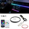 2 In 1 Car Interior Ambient Light Symphony App Remote Control Fiber Optic Neon Auto Dashboard Decorative Lights Atmosphere Lamp