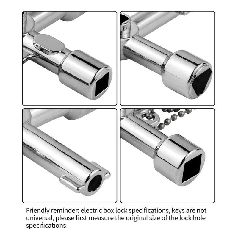 5 in 1 Kreuzschlüssel Schraubenschlüssel mit Zubehör Universal Vierkant Dreieck Zug Elektro Schaltschrank Kasten Aufzug Schrank Legierung