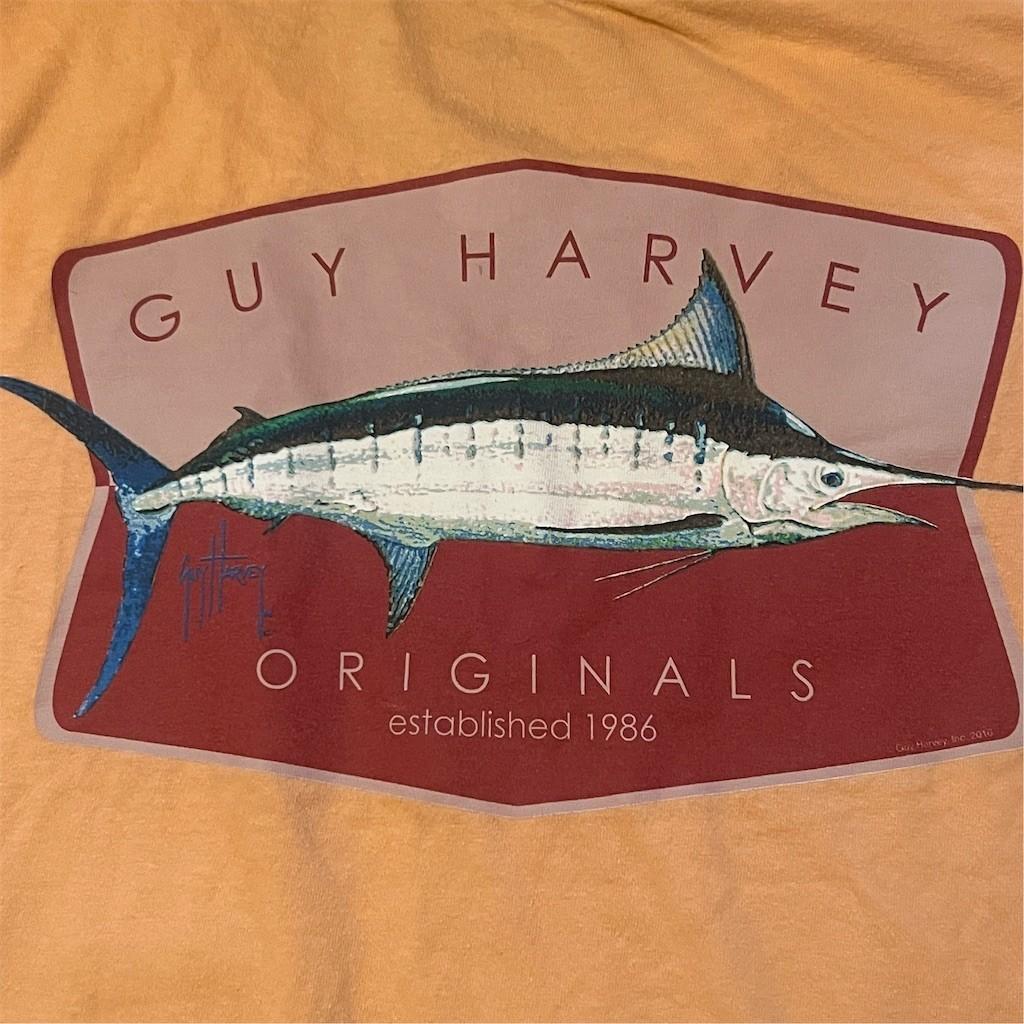 Guy Harvey Originals T-Shirt Men s Orange Long Sleeve Marlin Fishing 2XL L