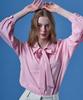 KOLEAT Puff Ribbon Tie Shirt Air Blouse [Pink] Kcl.
