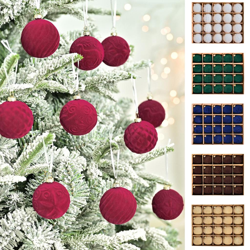 20PC Christmas Balls 8cm Star Velvet Balls Christmas Decorations