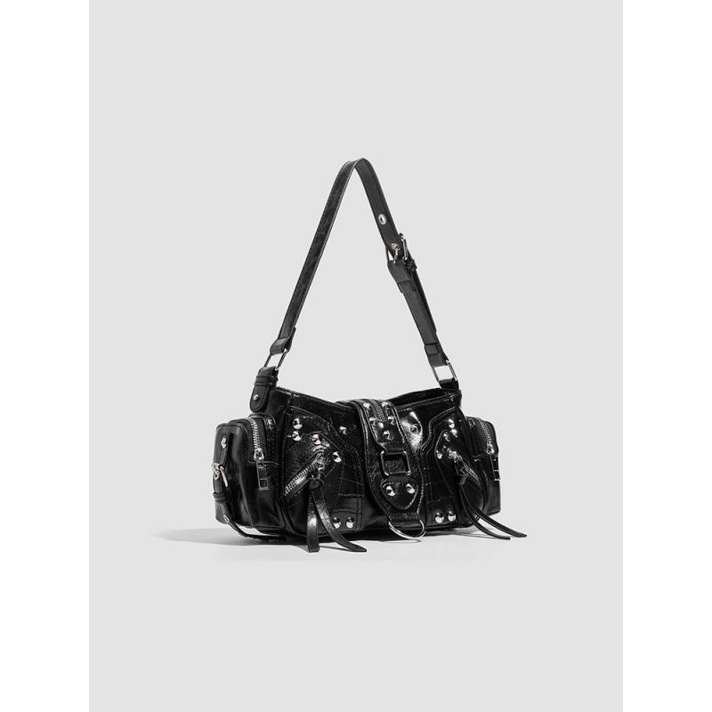 Retro Rivet Tote: Versatile Biker-Inspired Crossbody Bag for the Spicy, Sweet, and Cool.