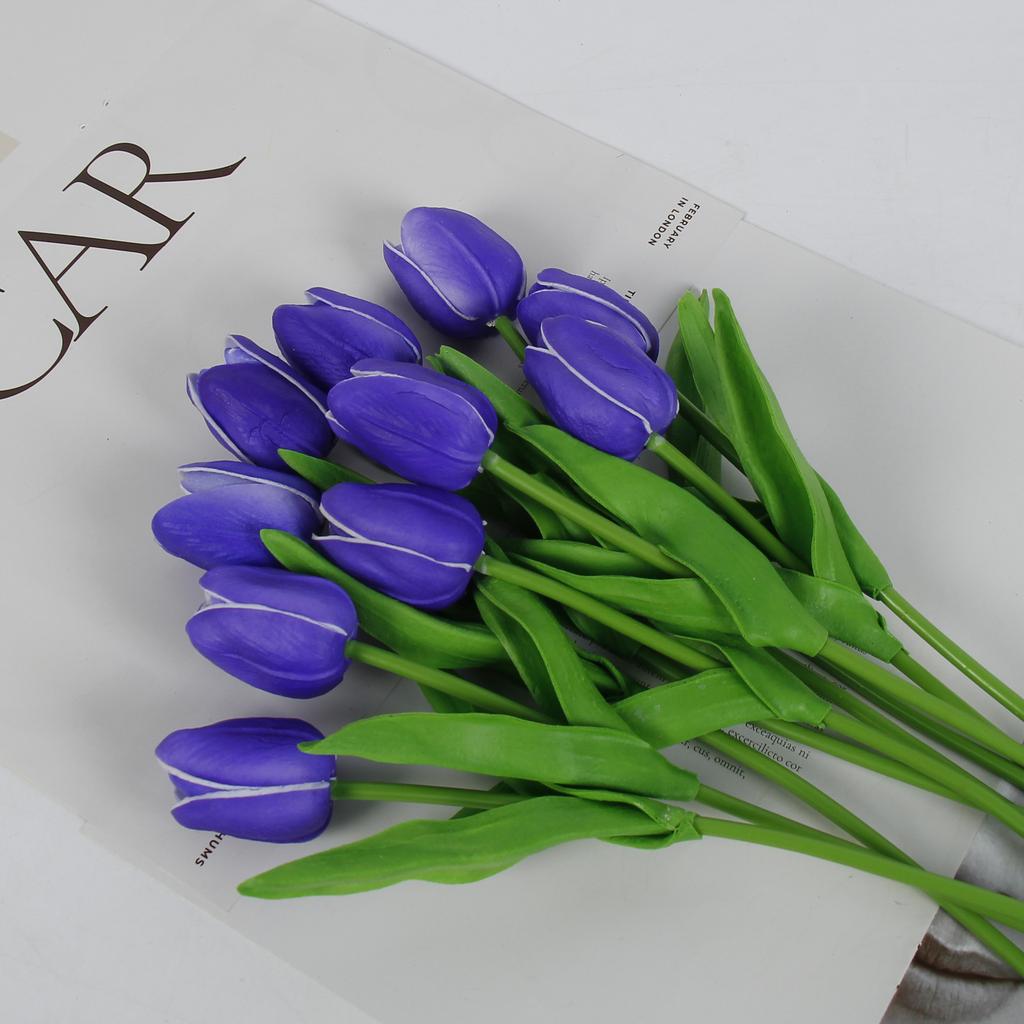 10 Pcs Tulips Simulated Flower Wedding Fake Flower Bouquet Shooting Props Home Living Room Decoration PU Simulated Flower