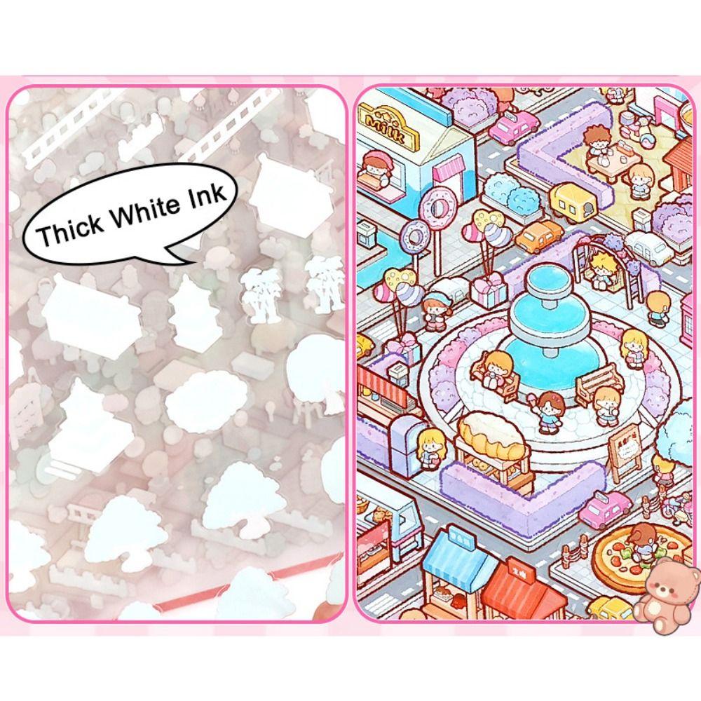 PET Miniature Scene Collection Visual Stacking 3D Pocket Cabin Scene Stickers Kids