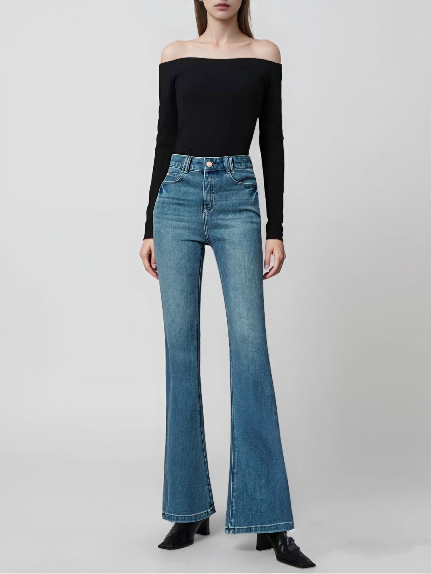 Blue High-Waisted Micro-Flare Slimming Stretch Jeans 26