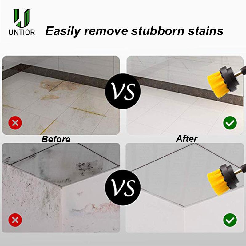 UNTIOR 3 Stück/Set Elektrischer Schrubber Bürste Bohrbürsten-Set Kunststoff Runde Reinigung Für Teppich Glas Autoreifen Nylonbürsten