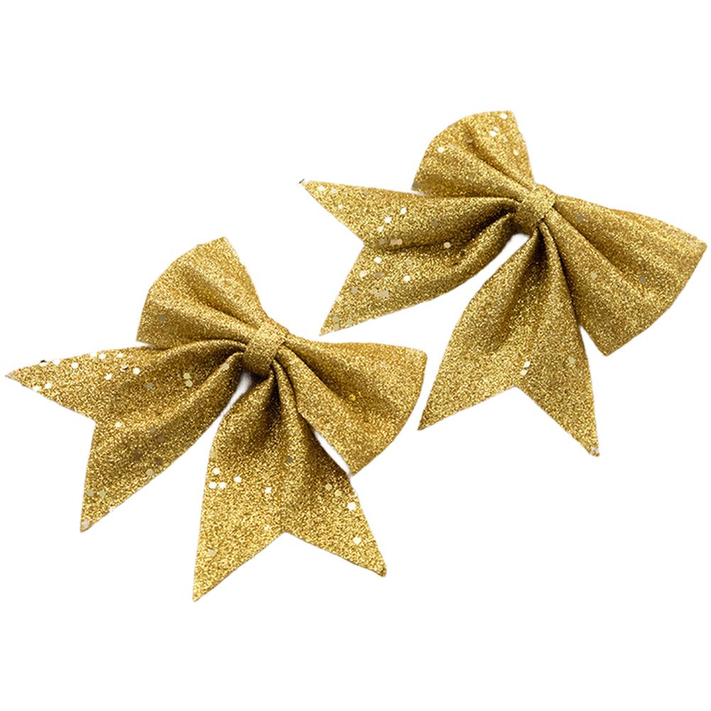 Sparkling Glitter Christmas Bow for Tree and Wreath Decorations for DIY Holiday Projects with Lightweight Polyester