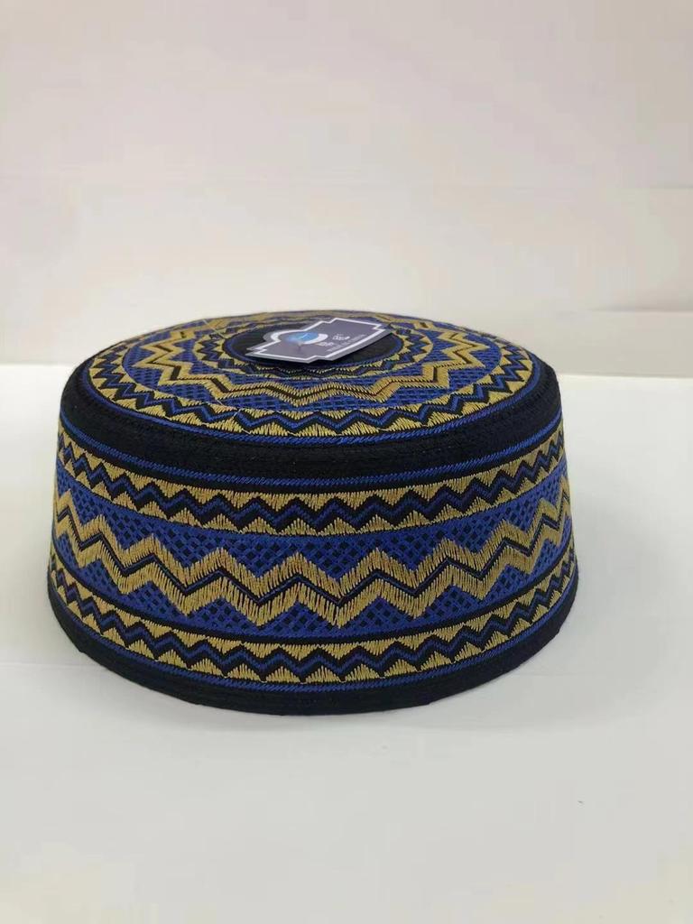Men's Autumn/Winter Warm Black Flat Top Round Brim Hat