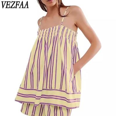 Women's Fashion Casual Summer Spring Stripe Print Sleeveless Suspenders Trousers Pants Suits