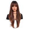 Women's Simulation Wig 68cm Hair Golden Brown Long Straight Wig Full Headgear Rose Hair Net Headdress Beauty Decoration Wig