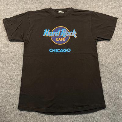 Vintage 90er Hard-Rock Cafe Chicago T-Shirt Groß 21x29 Schwarz