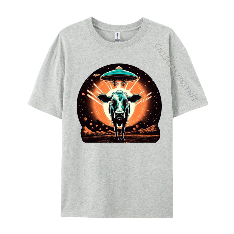 Cosmic Cows Tshirt New Design Graphic Cotton T Shirt For Men Novelty Top Blouse For Autumn Cream T Shirt