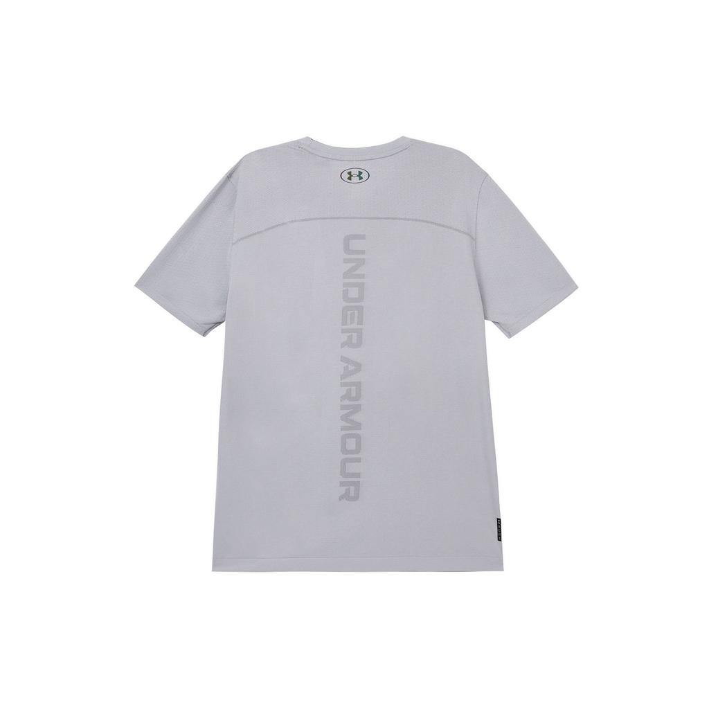 Under Armour Vanish Elite Seamless Letter Print Crew Neck Short Sleeve T-Shirt Men Tops White Gray 1382799-100