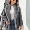 Long Faux Fur Coat Women Autumn Winter Large Jacket Overcoat Turn Down Collar Pockets Luxury Thick Coat Warm Jackets Maxi Coats