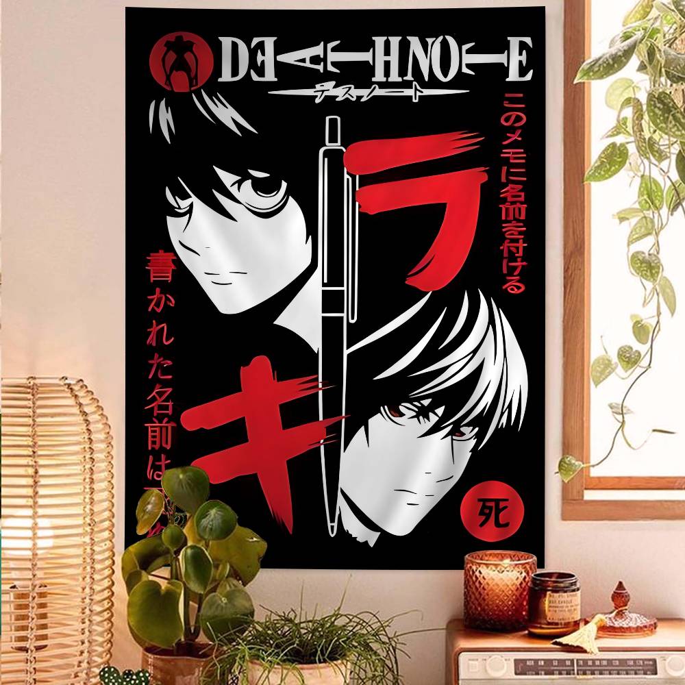 Death Note Full Character Collage Wall Tapestry  Light Yagami Art Edgy Room Decor for Psychological Thriller  Anime Fans