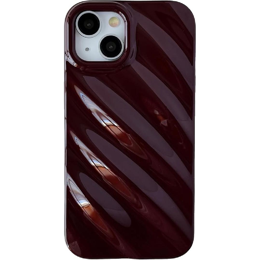 Caseative for iPhone 15 Plus Case,Water Ripple Pattern Wave Shape Camera Lens Protection Phone Case (Purple) вино красного
