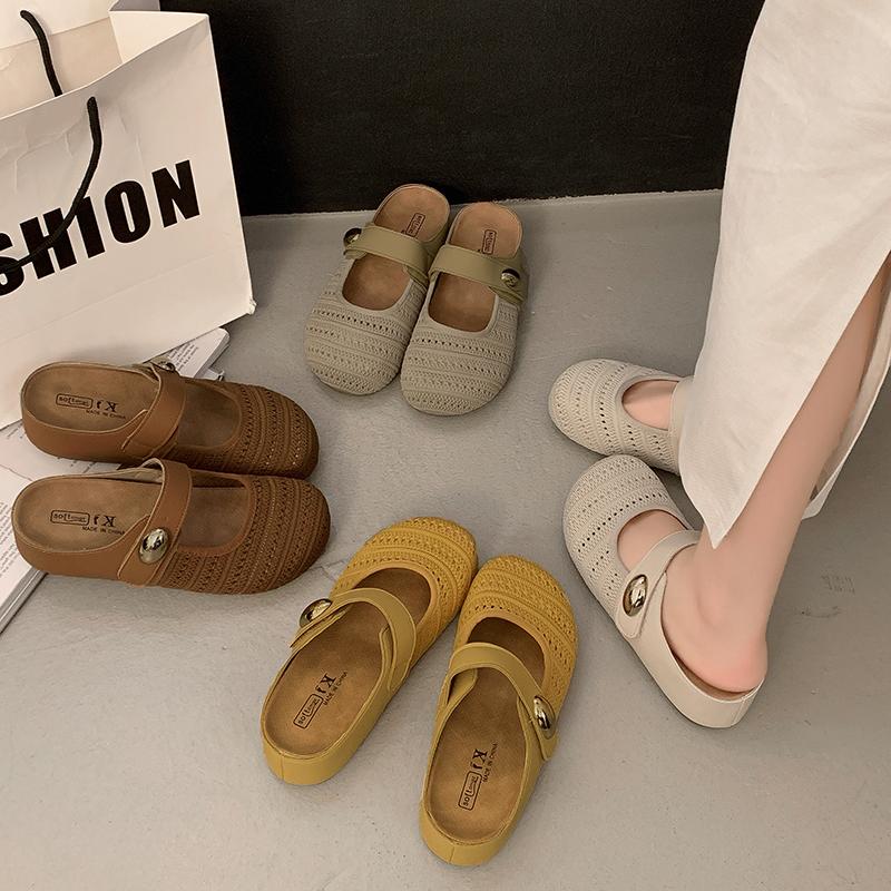 Fashion New Women's Slippers Comfortable Mesh Fabric Women's Shoes Slippers Fashion Summer Women's Shoes Baotou Slippers