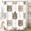 Modern Family Bathroom Decor Shower Curtain Set with Cute Bears Cartoon Pattern White Background Bath Mat for Kids Room Home Dec