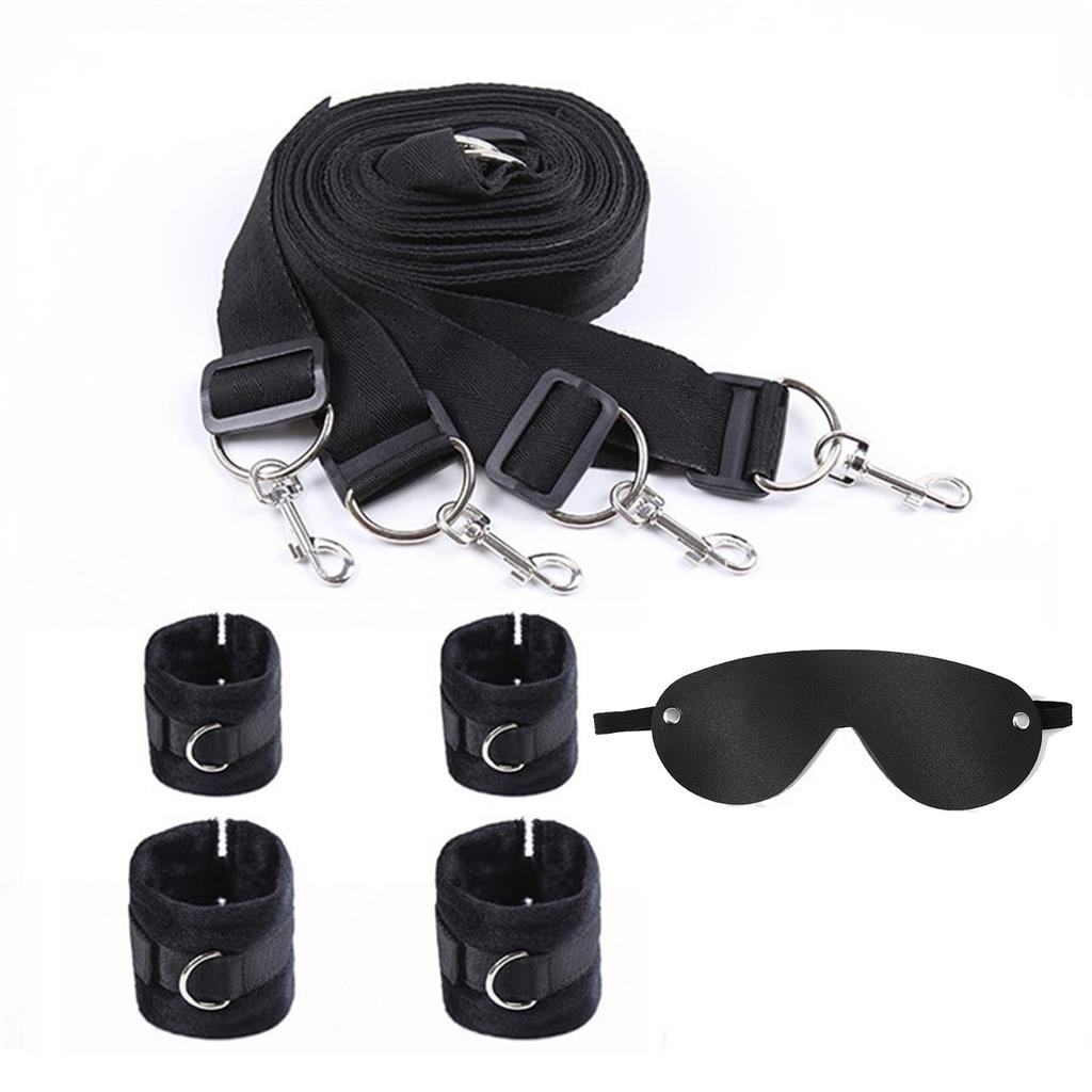 Restraint Bed Bondage Gear Female Handcuff Open Leg Cuff Strap System Eyeblinder Set Versatile Bedroom Games Set Toy Set