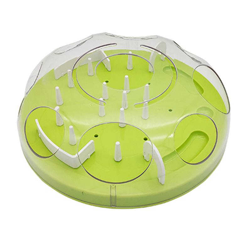 

Интерактивная кормушка-лабиринт для кошек: Нескользящая игрушка-пазл для медленного поедания и игры. зелёный