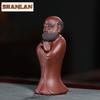 Purple Clay Tranquil Contemplation Bodhidharma Tea Pet Boutique Tea Sculpture Tea Figurine Play Toys Tea Zisha Statue Ornaments