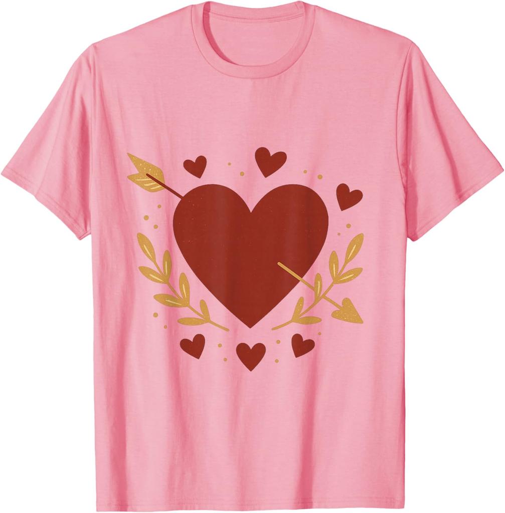 Amorpfeil Herz Muster Lässiges Herren Baumwoll Grafik T-Shirt Tägliches Kurzarm T-Shirt