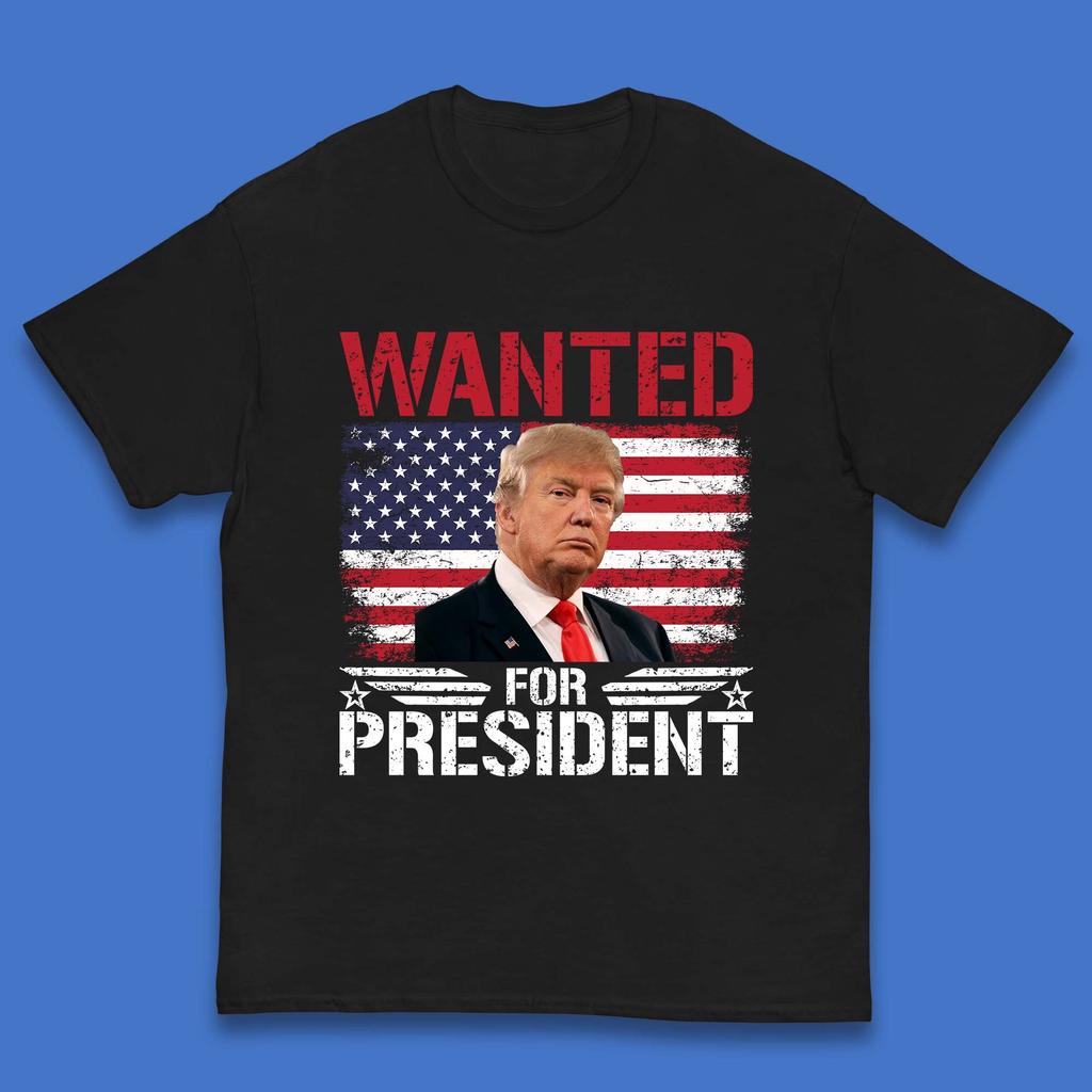 Wanted For President Donald Trump Mugshot Election 2024 Donald Trump Take America Back Kids T Shirt