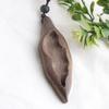 Handmade Wooden Pendant Necklace Ethnic Boho Style Long Chain Leaf Design Natural Women