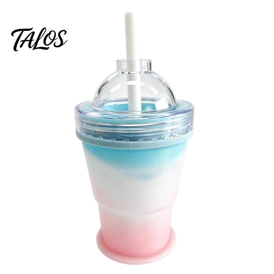 Ice Cube Beverage Cup Foldable Hockey Cup, with Straw And Lid, Leak Proof Portable Maker Food-Grade Silicone Summer Cold Drink for Drinks Juice