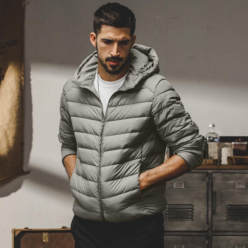 Men's Lightweight Down Jacket - Portable, Anti-static, Winter Hooded for Hiking, Travel, and Mountaineering