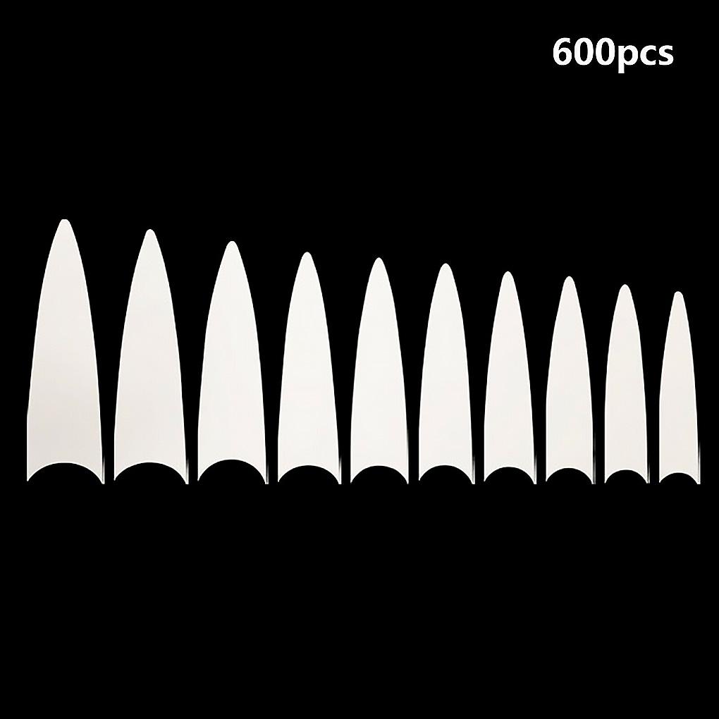 

600pcs Long False Tip Acrylic Coffin Shape Half Cover Tip Manicure Art Accessory природний