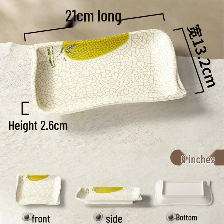 Melamine Rectangular Porcelain-Style Plate for Hot Pot & Side Dishes
