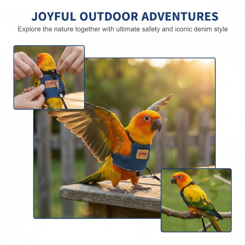 Escape Proof Parrot Harness Comfortable Training Rope for Birds Adjustable Vest Outdoor Exercise and Safety