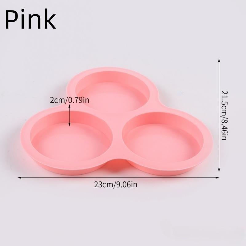 New 3 Holes 4 Inches Round Silicone Bread Mold Round Burger Mold Cupcake Baking Tool DIY Rainbow Pizza Pan Cake Decorating Tool