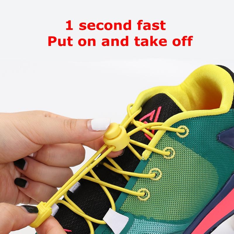 1pair Elastic Shoelaces Round Spring Plastic Lock Quick Wear In 1 Second No Tie Shoelaces Suitable for All Shoelaces Lazy Laces