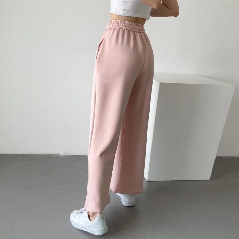 HALLO-MODE Frauen Elastische Taille HOHE Qualität Breite Lege Hosen Gestrickte Herbst Winter Sport Hosen Baumwolle Gestrickte Kausalen Hosen