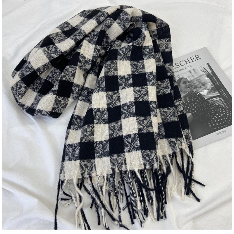 Scarf Women's Autumn and Winter Advanced Sense Thickened Warm Shawl New Imitation Cashmere Plaid Scarf